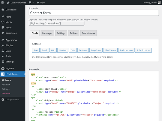 Screenshot of HTML Forms