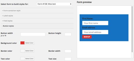 Designing form styles in the WordPress admin